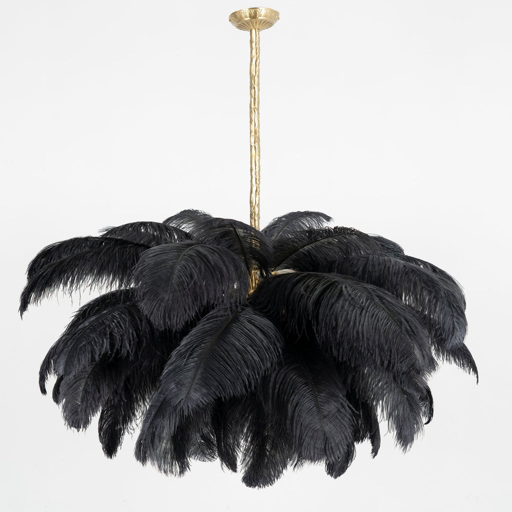 Lustra Chandelier Plume d'Autruche Grand Pied en Laiton - Neutralighting