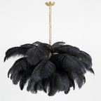 Lustra Chandelier Plume d'Autruche Grand Pied en Laiton - Neutralighting