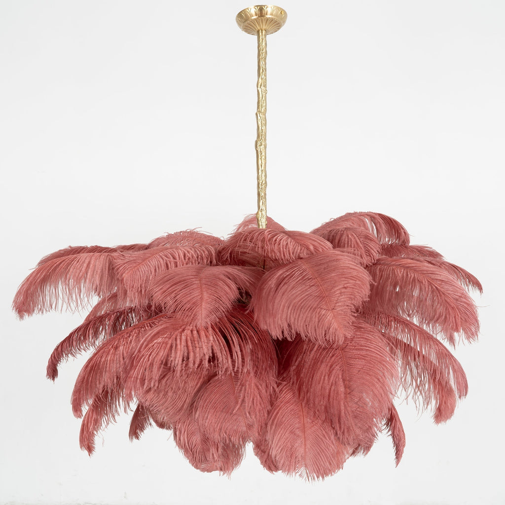 Lustra Chandelier Plume d'Autruche Grand Pied en Laiton - Neutralighting