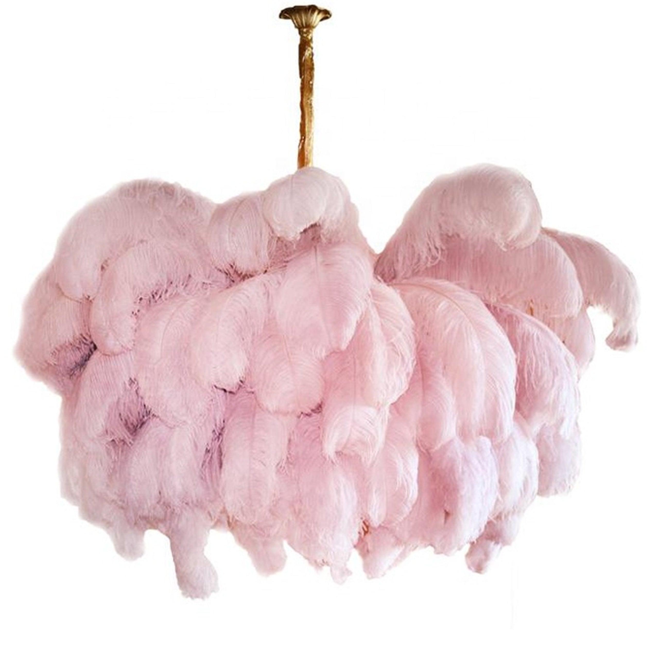 Lustra Chandelier Plume d'Autruche Grand Pied en Laiton - Neutralighting