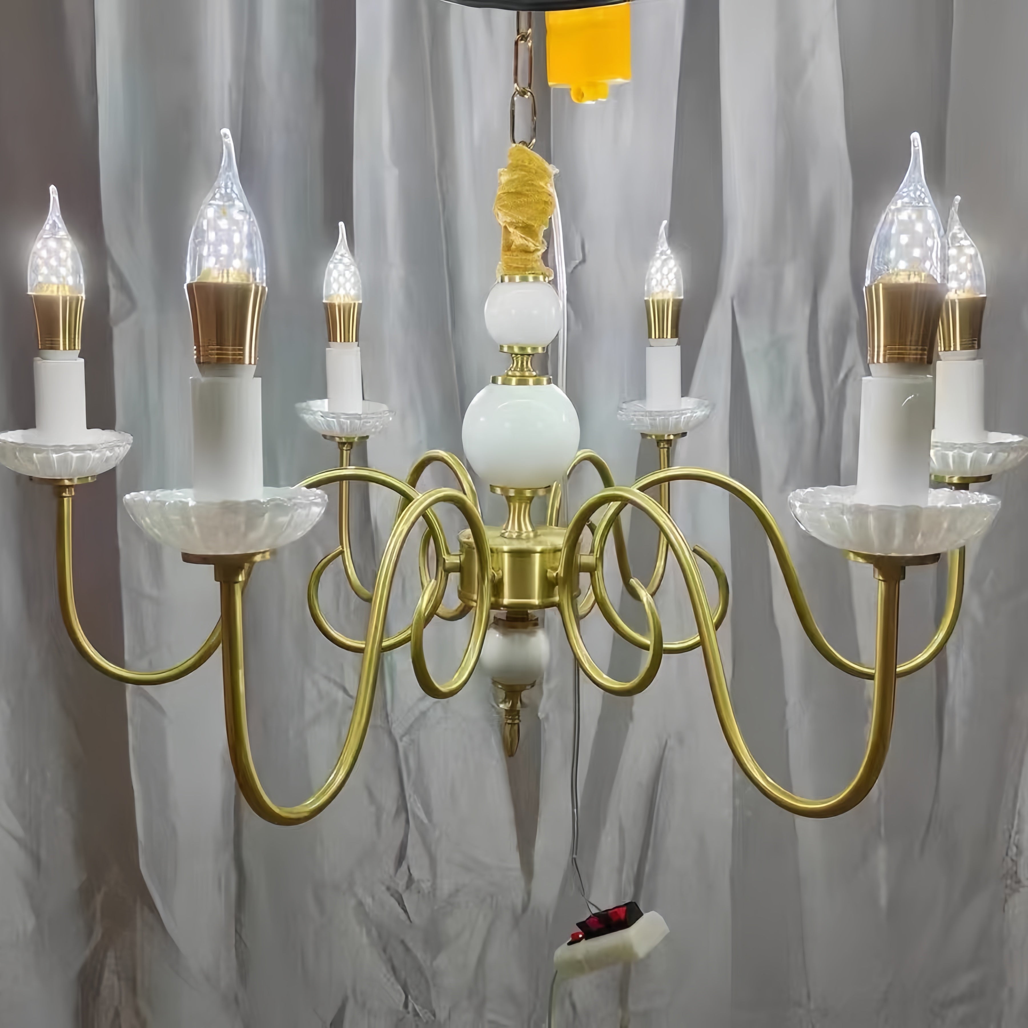 Silva Vintage LED Bougie Lustre Brasse à Céramique Salon - Neutralighting