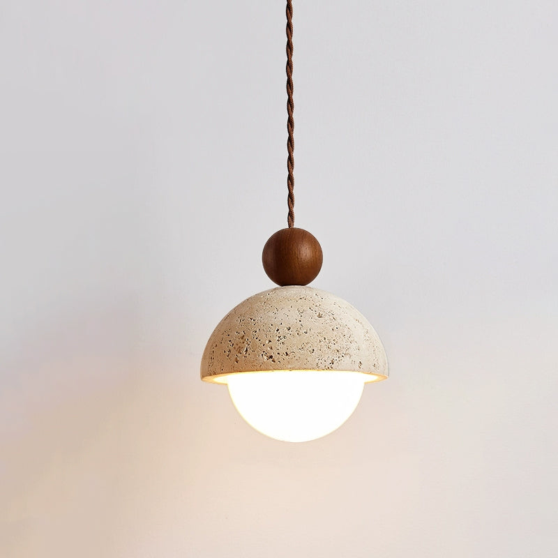 Vaire Suspension en Verre avec Dôme en Travertin - Neutralighting