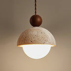Vaire Suspension en Verre avec Dôme en Travertin - Neutralighting