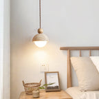 Vaire Suspension en Verre avec Dôme en Travertin - Neutralighting