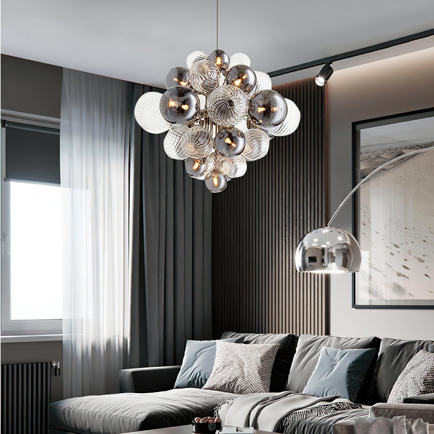 LustraChandelier Boule en Verre Chrome Pallocino - Neutralighting