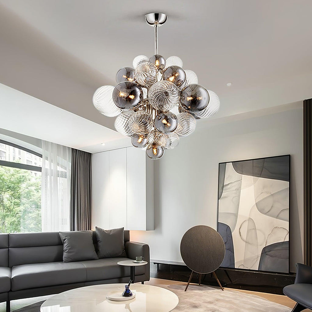LustraChandelier Boule en Verre Chrome Pallocino - Neutralighting