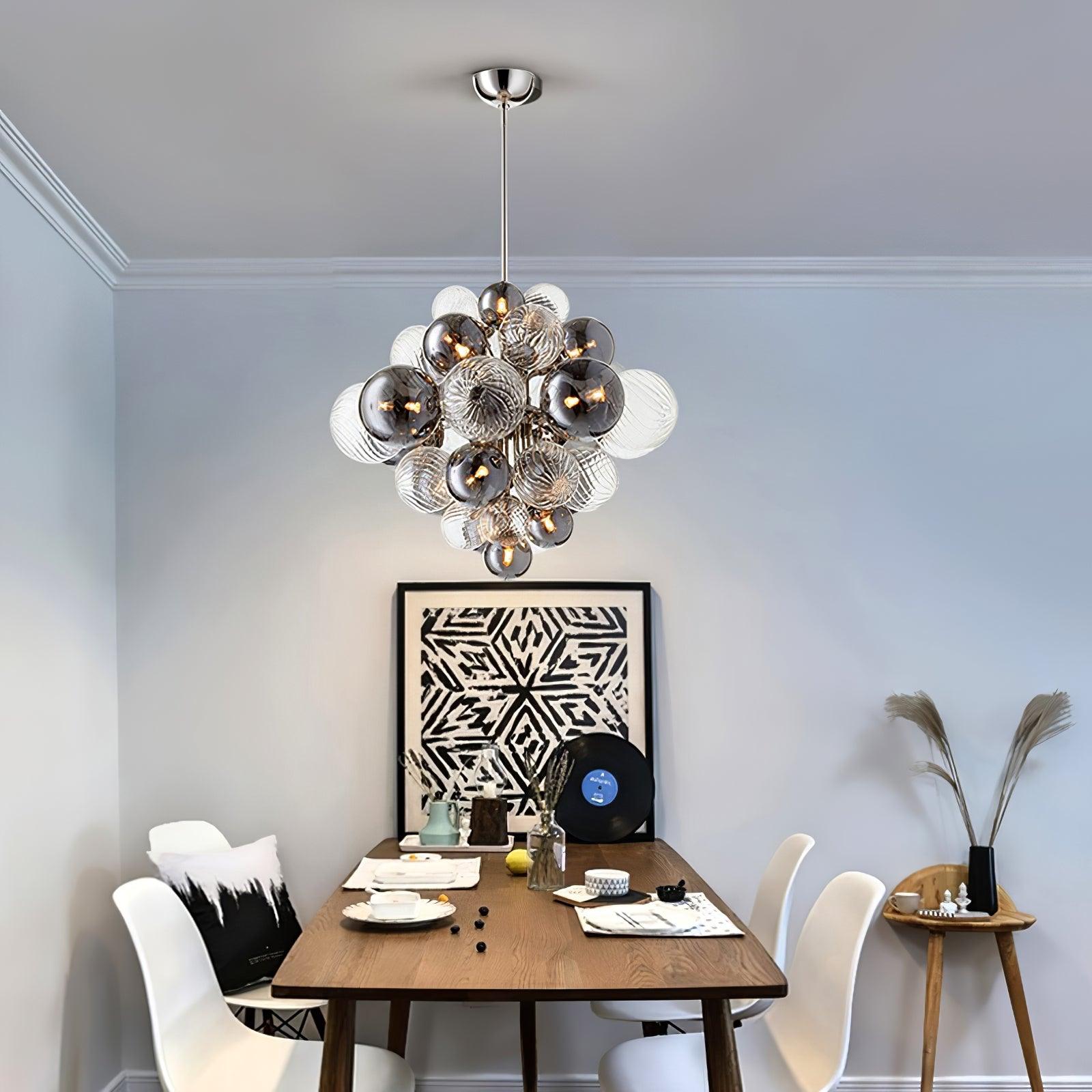 LustraChandelier Boule en Verre Chrome Pallocino - Neutralighting