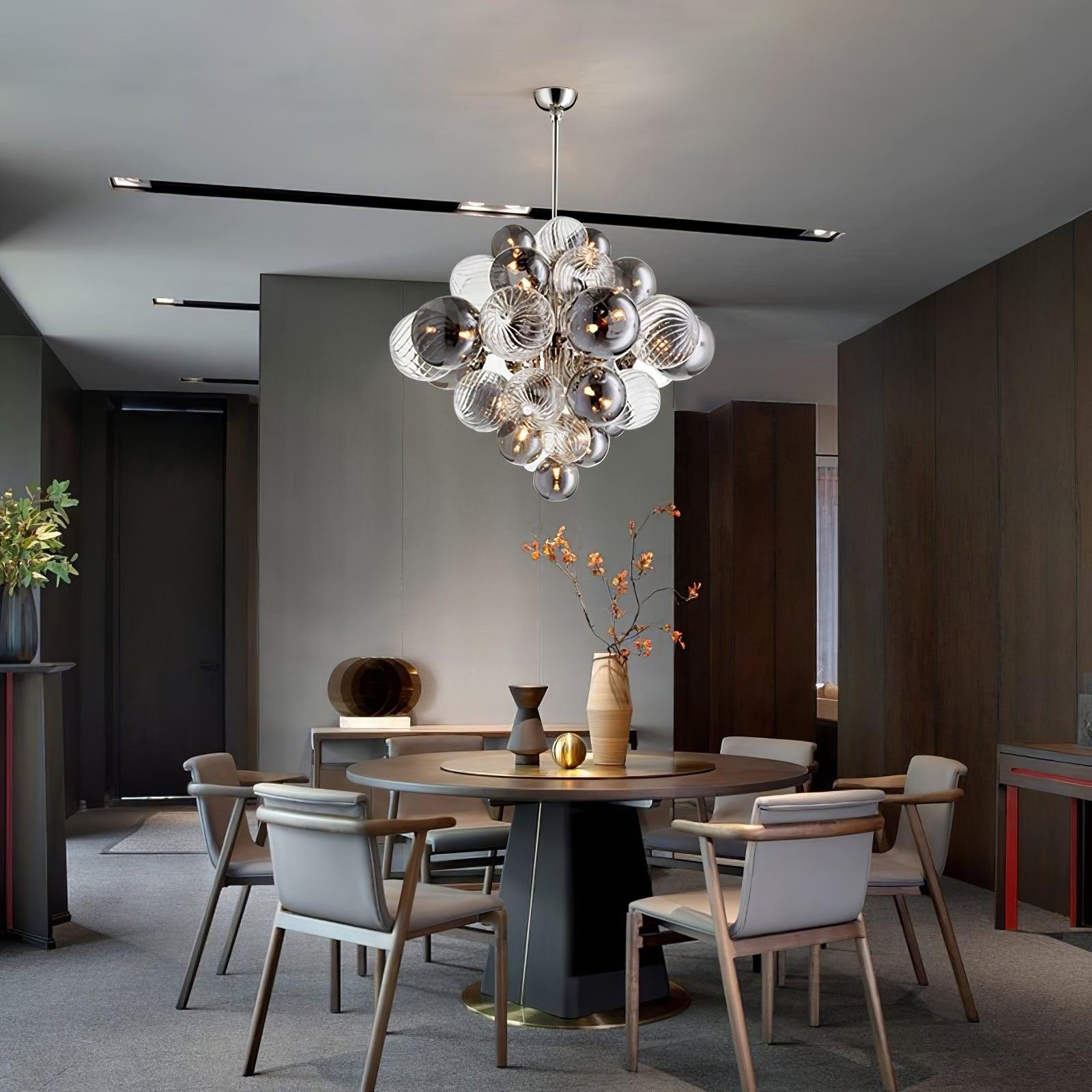 LustraChandelier Boule en Verre Chrome Pallocino - Neutralighting