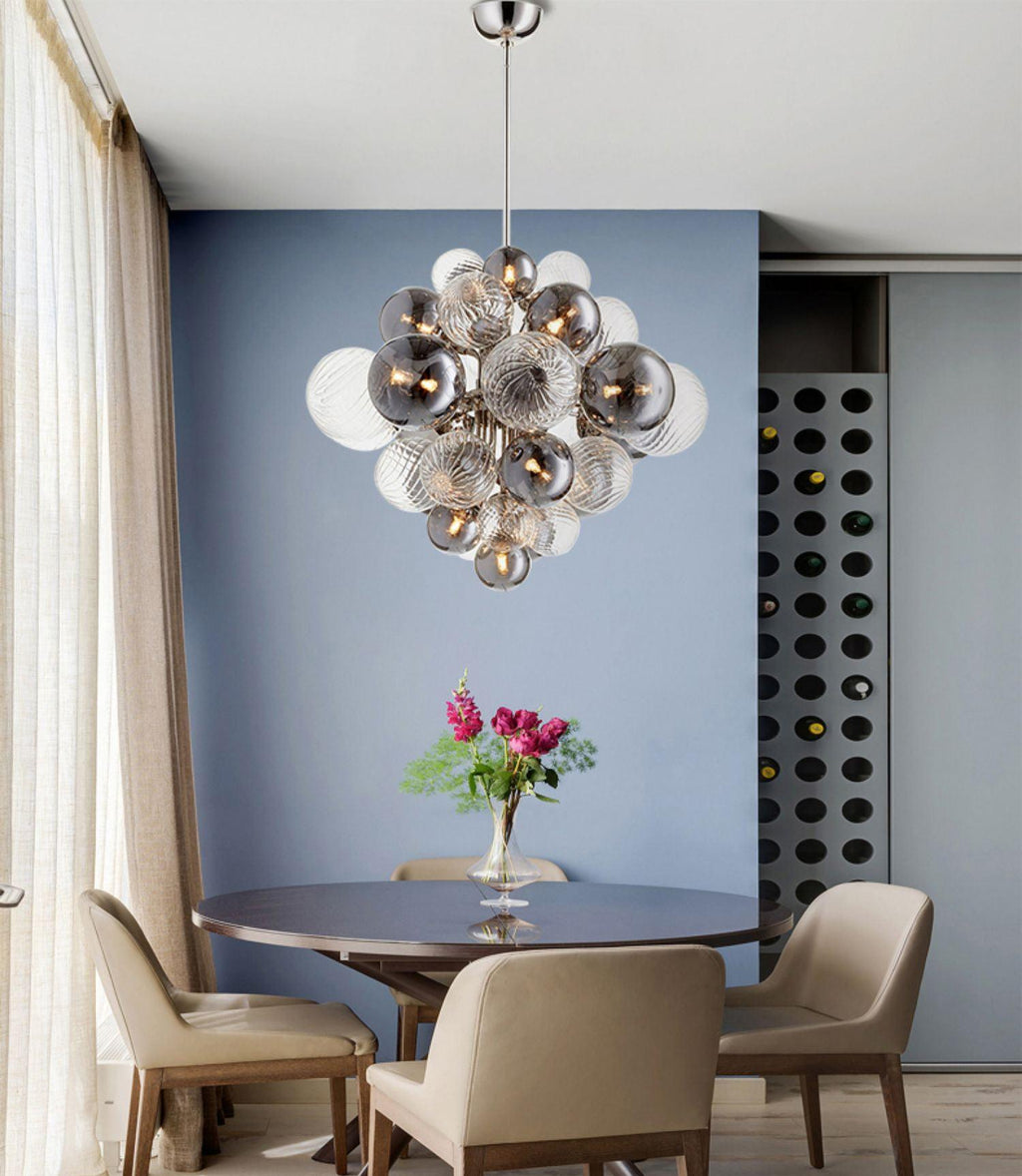 LustraChandelier Boule en Verre Chrome Pallocino - Neutralighting