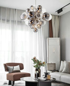 LustraChandelier Boule en Verre Chrome Pallocino - Neutralighting