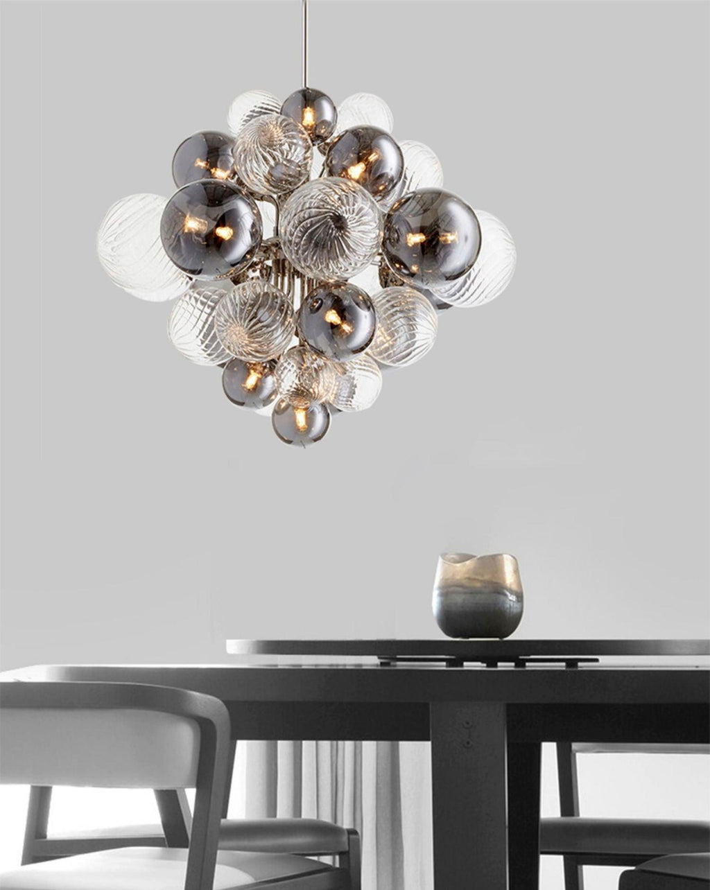 LustraChandelier Boule en Verre Chrome Pallocino - Neutralighting