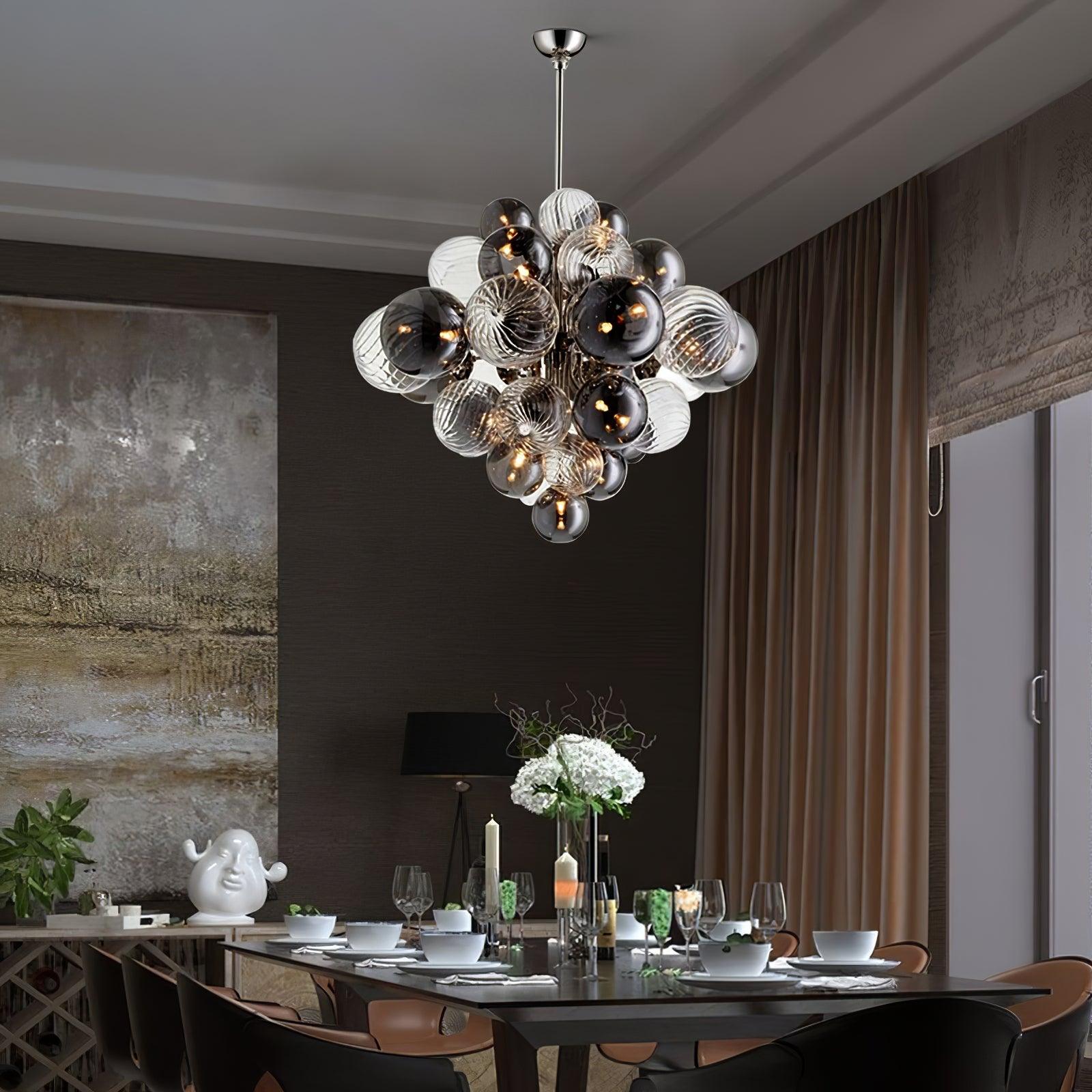 LustraChandelier Boule en Verre Chrome Pallocino - Neutralighting