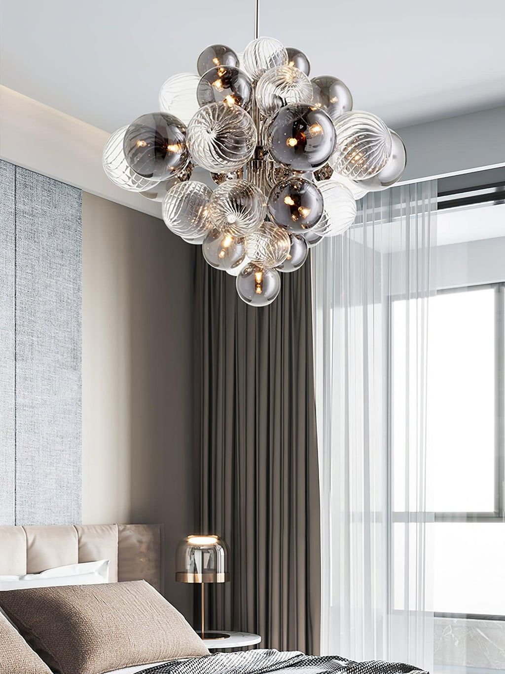 LustraChandelier Boule en Verre Chrome Pallocino - Neutralighting