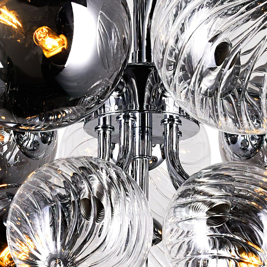 LustraChandelier Boule en Verre Chrome Pallocino - Neutralighting