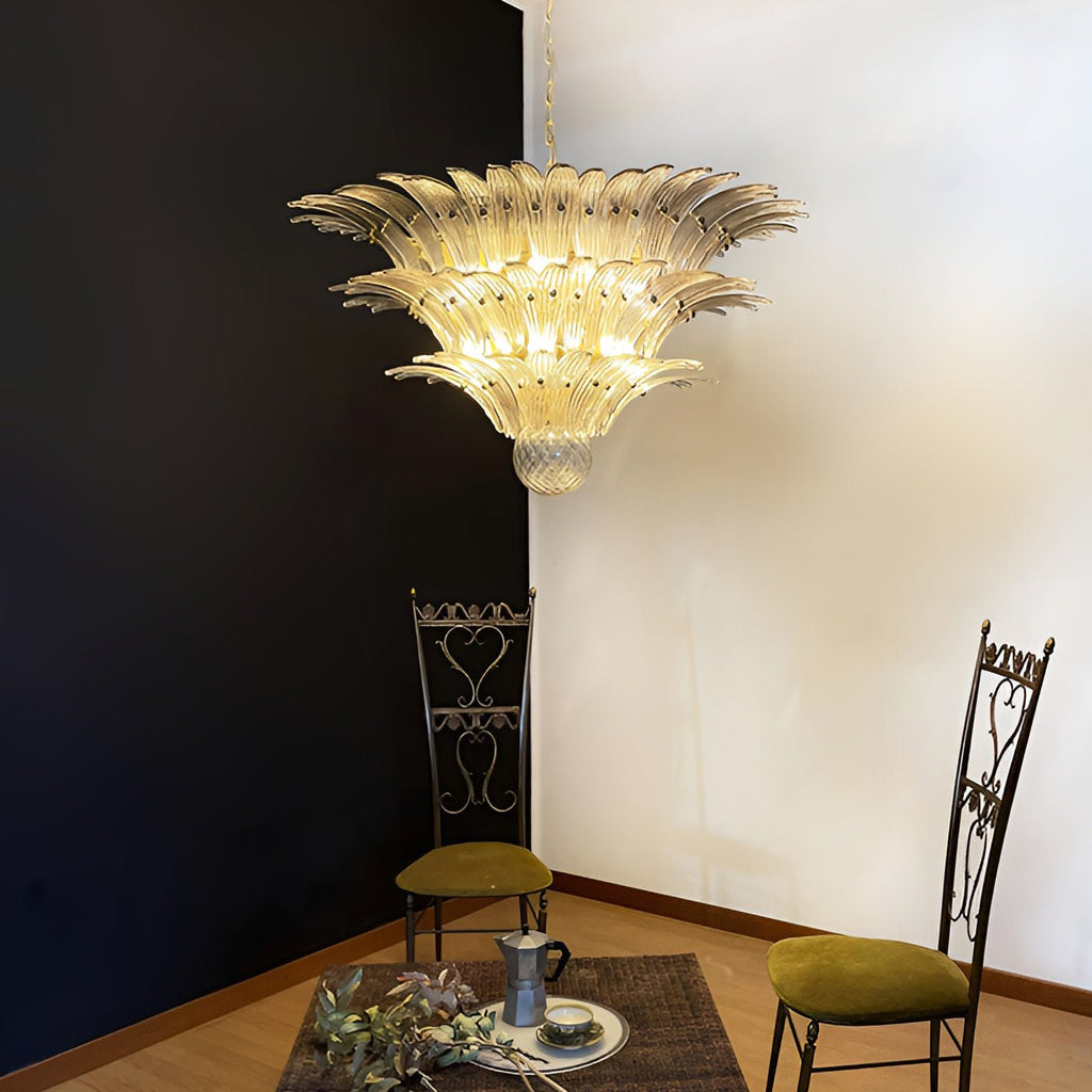 Aurora Chandelier en Verre de Murano Feuille de Palmier - Neutralighting