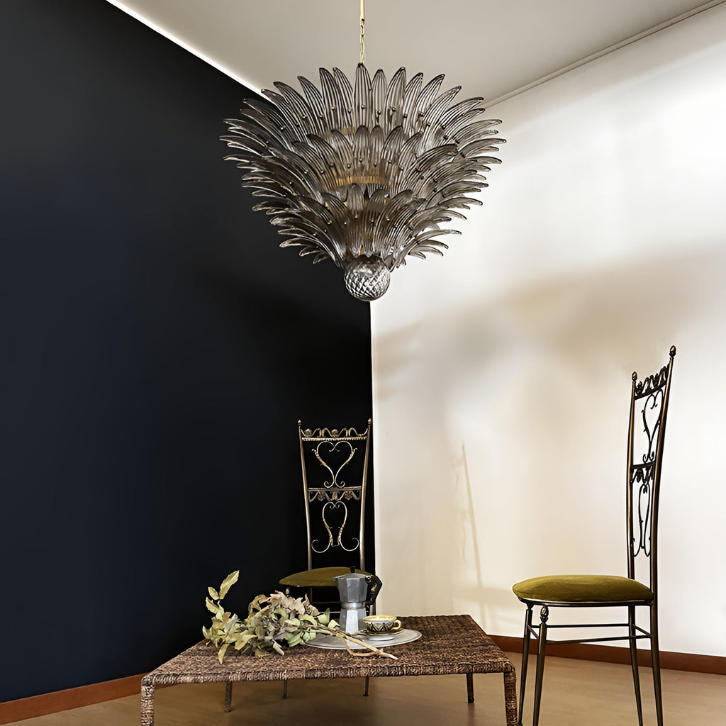 Aurora Chandelier en Verre de Murano Feuille de Palmier - Neutralighting