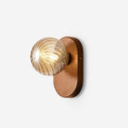 Applique Murale Bois Corps Ambre Verre Côtes Globe Moderne Accent - Neutralighting
