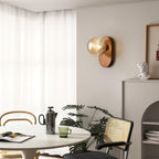 Applique Murale Bois Corps Ambre Verre Côtes Globe Moderne Accent - Neutralighting