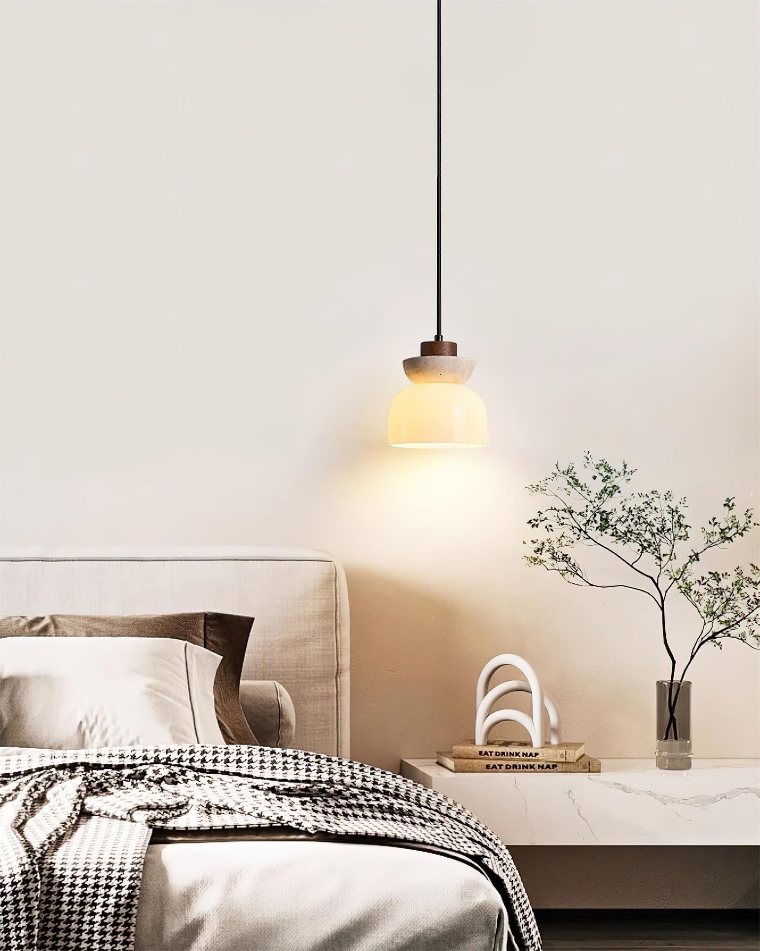 Ritta Lampe Pendentive Dôme en Travertin et Verre - Neutralighting