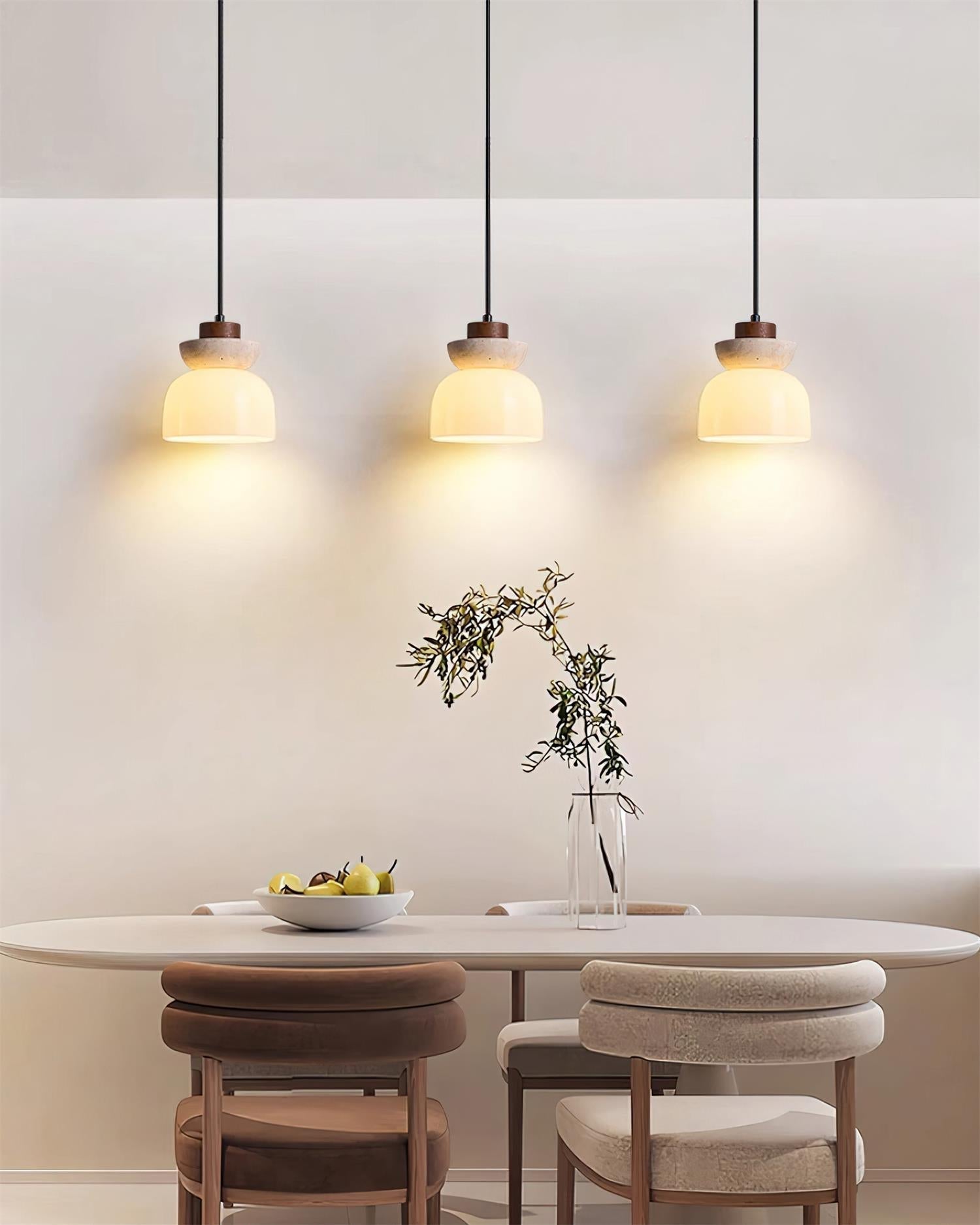 Ritta Lampe Pendentive Dôme en Travertin et Verre - Neutralighting