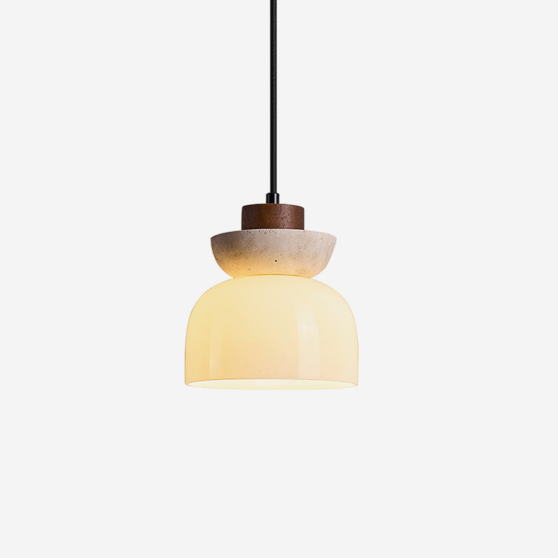 Ritta Lampe Pendentive Dôme en Travertin et Verre - Neutralighting