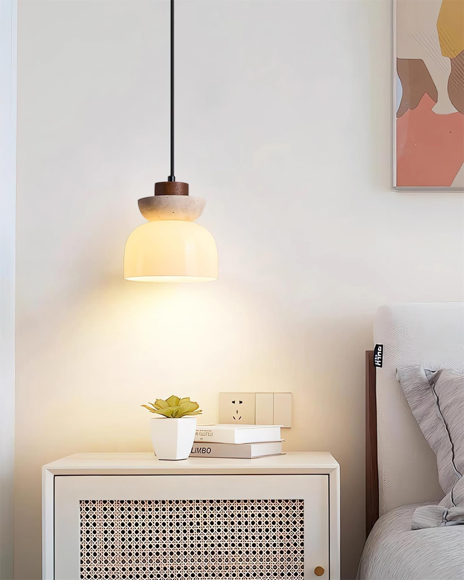 Ritta Lampe Pendentive Dôme en Travertin et Verre - Neutralighting