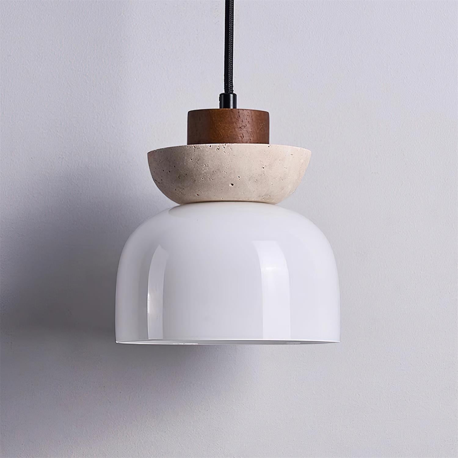 Ritta Lampe Pendentive Dôme en Travertin et Verre - Neutralighting