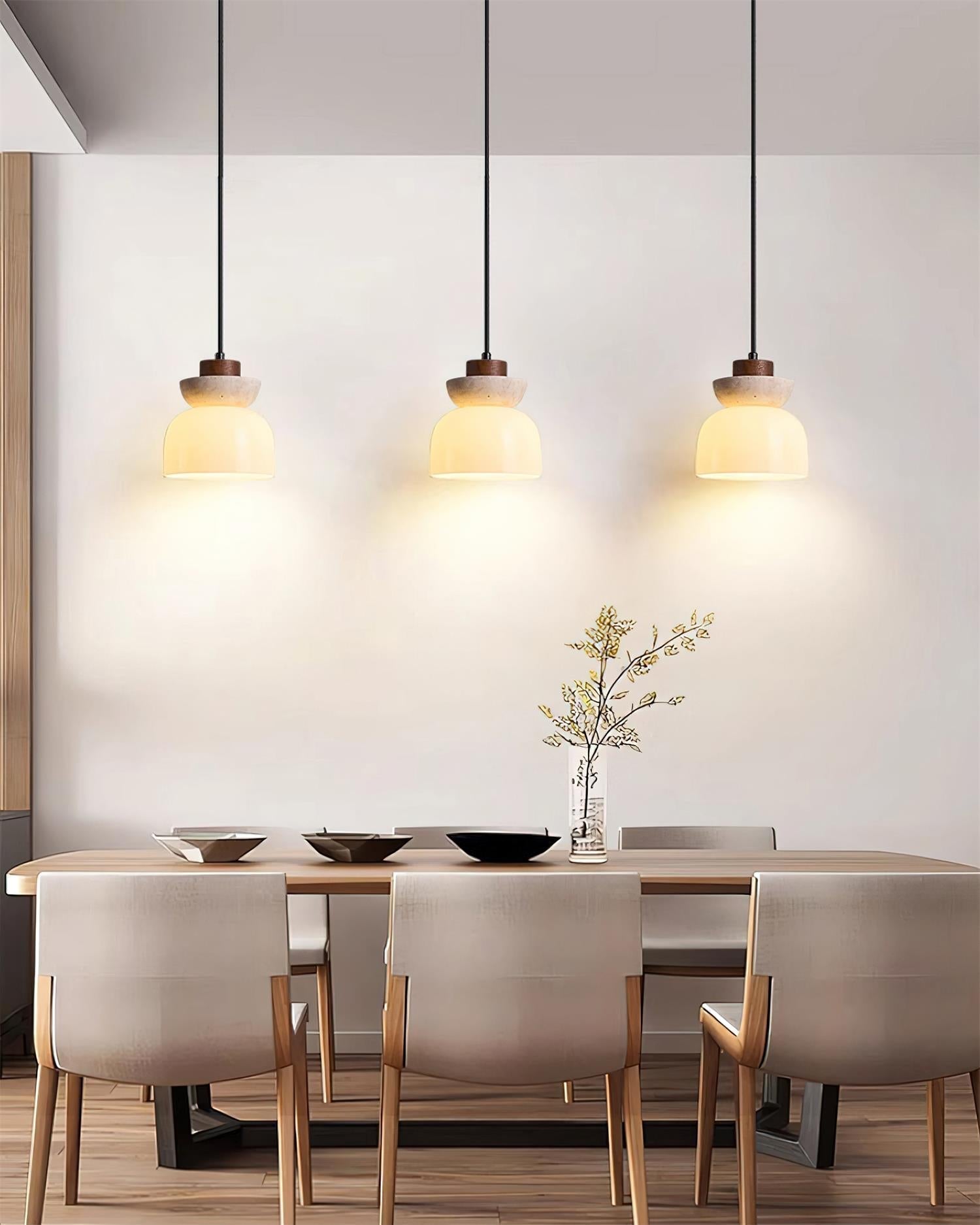 Ritta Lampe Pendentive Dôme en Travertin et Verre - Neutralighting