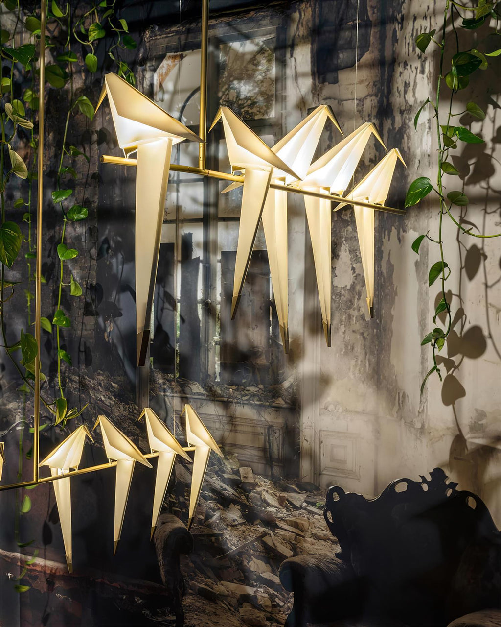 Lustra Chandelier Grue en Papier Sculpturale LED - Neutralighting