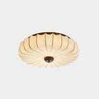 Plafonnier Tissu Ombre Plissé Lotus Forme Bois Baldaquin - Neutralighting