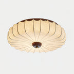 Plafonnier Tissu Ombre Plissé Lotus Forme Bois Baldaquin - Neutralighting