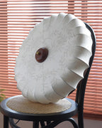 Plafonnier Tissu Ombre Plissé Lotus Forme Bois Baldaquin - Neutralighting