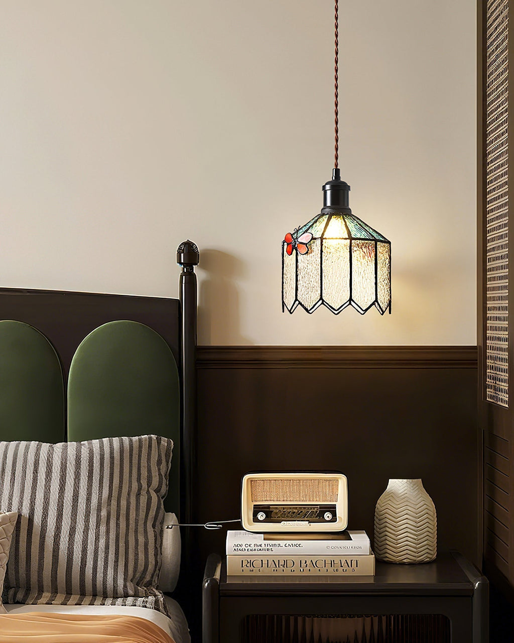 Tiffany Suspension Papillon Verre Vintage - Neutralighting