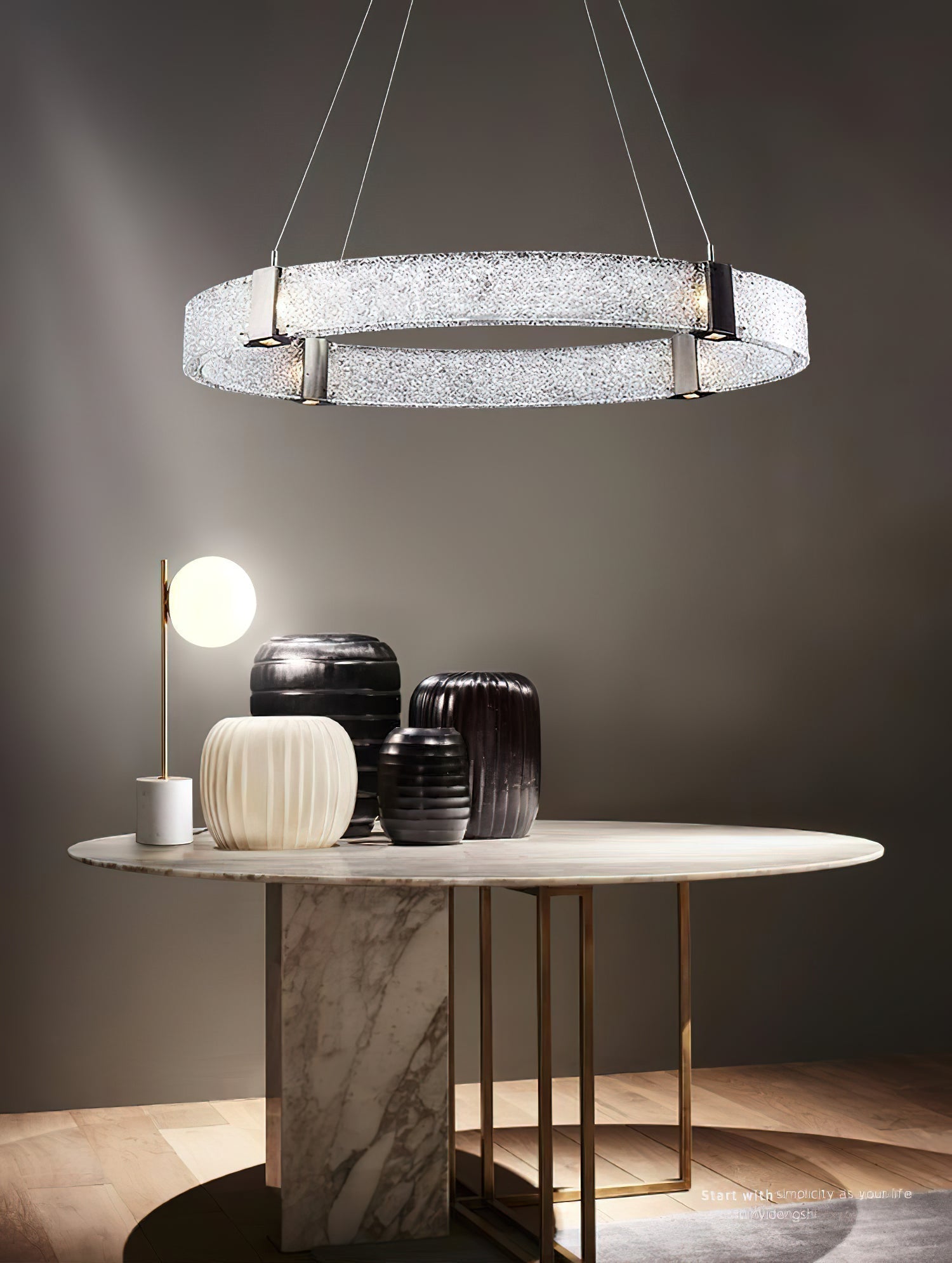 Parallel Lustre Verre Anneau Minimaliste Moderne - Neutralighting