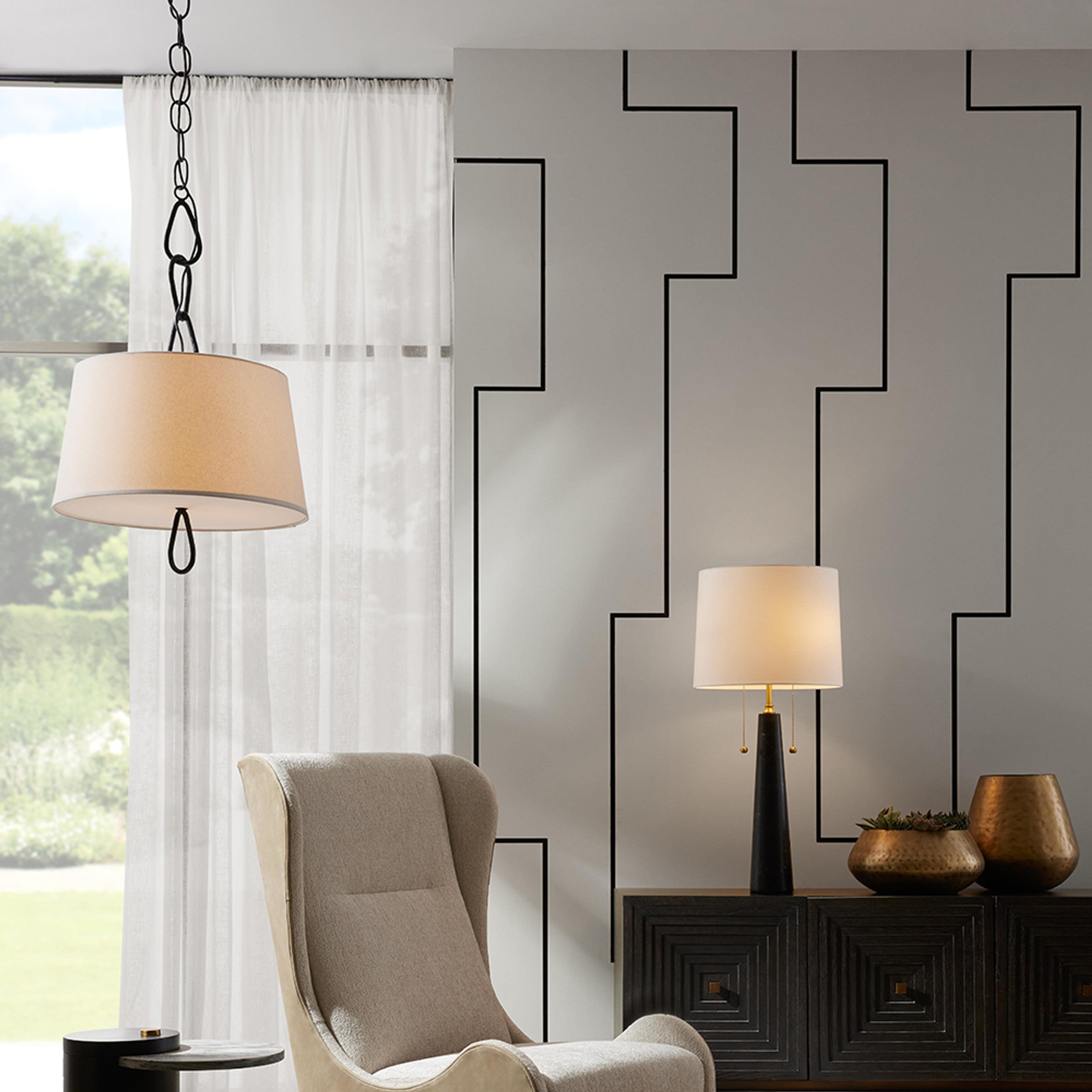 Zesilira Suspension Tissu Noir Vintage Nordic - Neutralighting