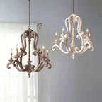 Lustra Chandelier en Bois Bougie Mid-Century - Neutralighting