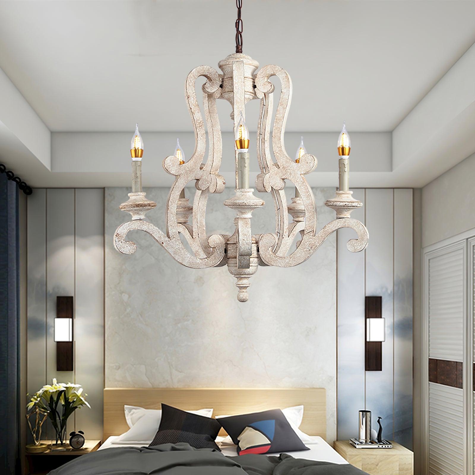 Lustra Chandelier en Bois Bougie Mid-Century - Neutralighting