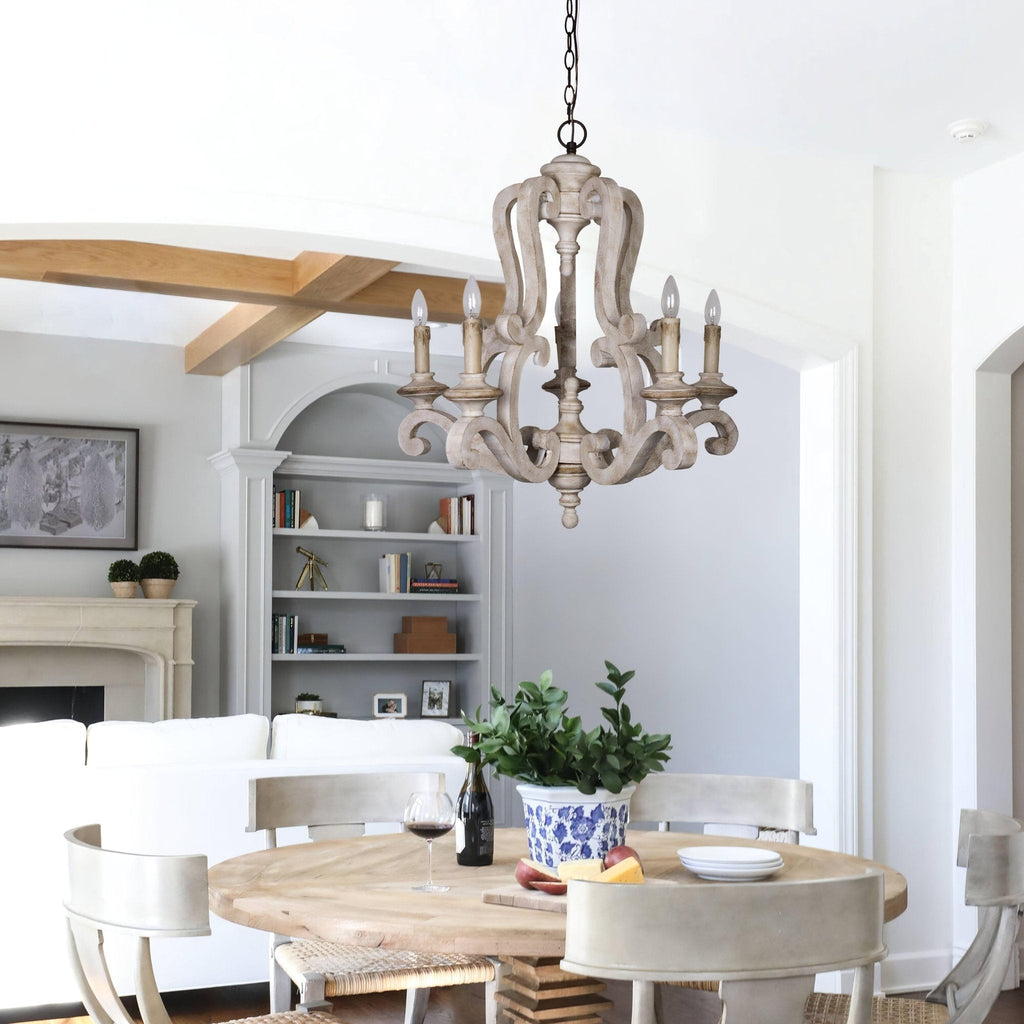 Lustra Chandelier en Bois Bougie Mid-Century - Neutralighting