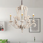 Lustra Chandelier en Bois Bougie Mid-Century - Neutralighting