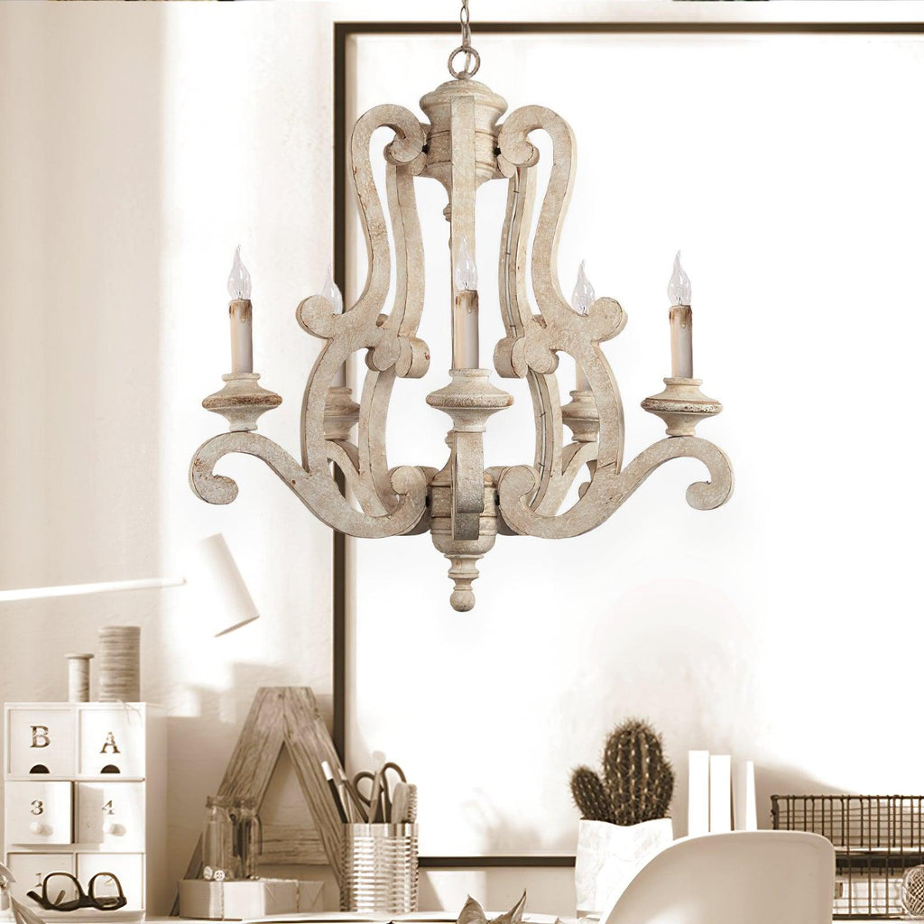 Lustra Chandelier en Bois Bougie Mid-Century - Neutralighting