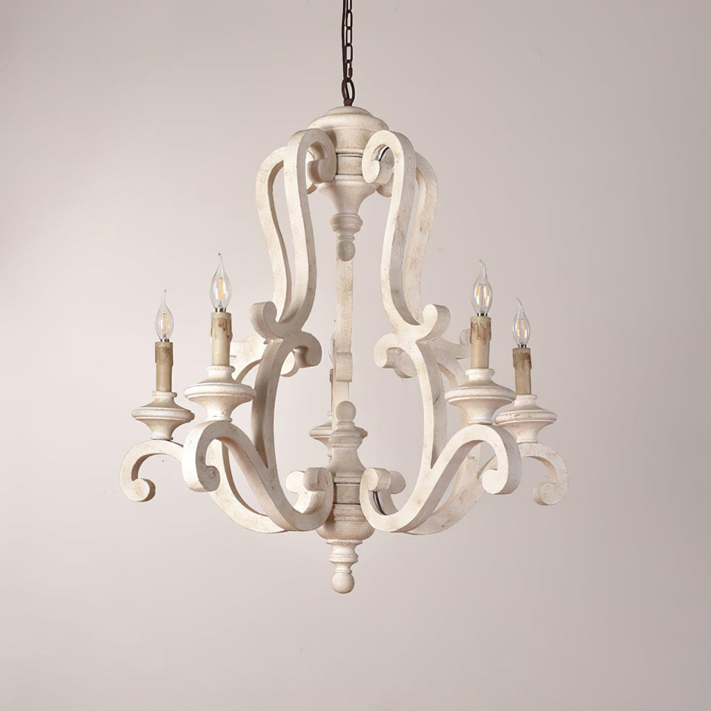 Lustra Chandelier en Bois Bougie Mid-Century - Neutralighting