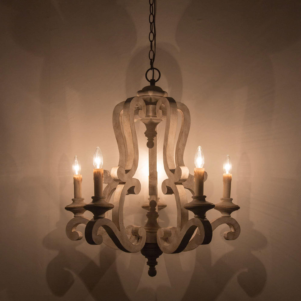 Lustra Chandelier en Bois Bougie Mid-Century - Neutralighting