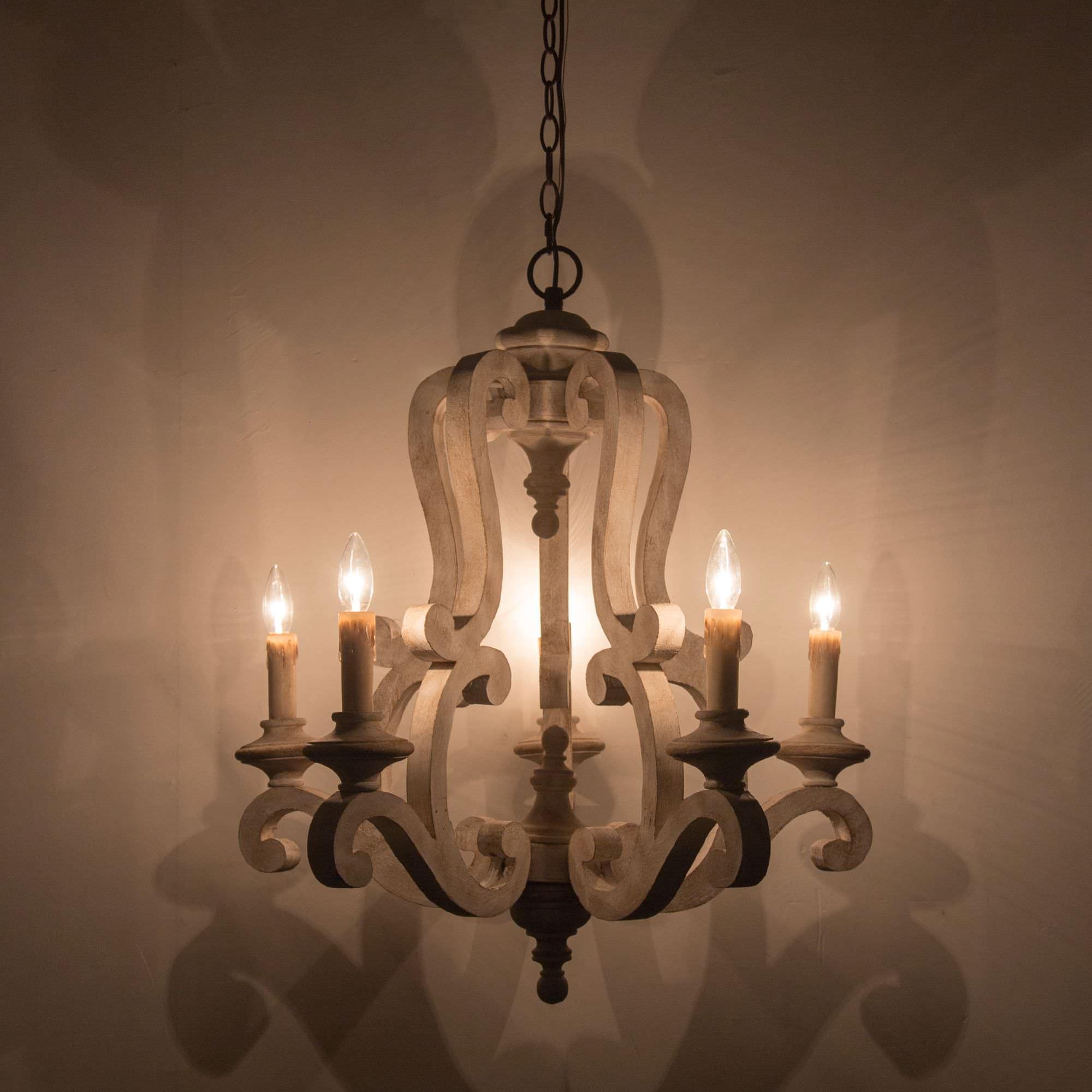 Lustra Chandelier en Bois Bougie Mid-Century - Neutralighting
