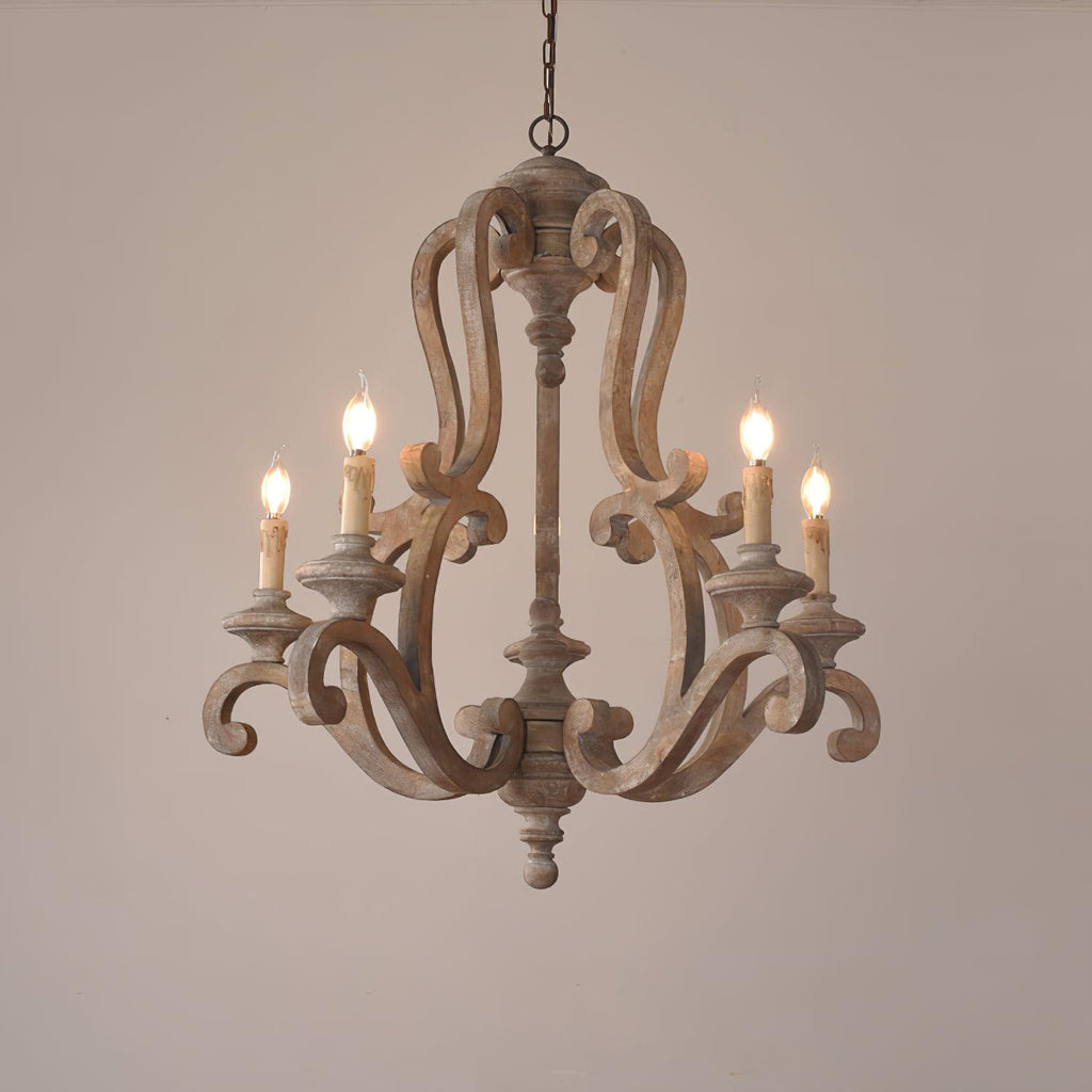 Lustra Chandelier en Bois Bougie Mid-Century - Neutralighting