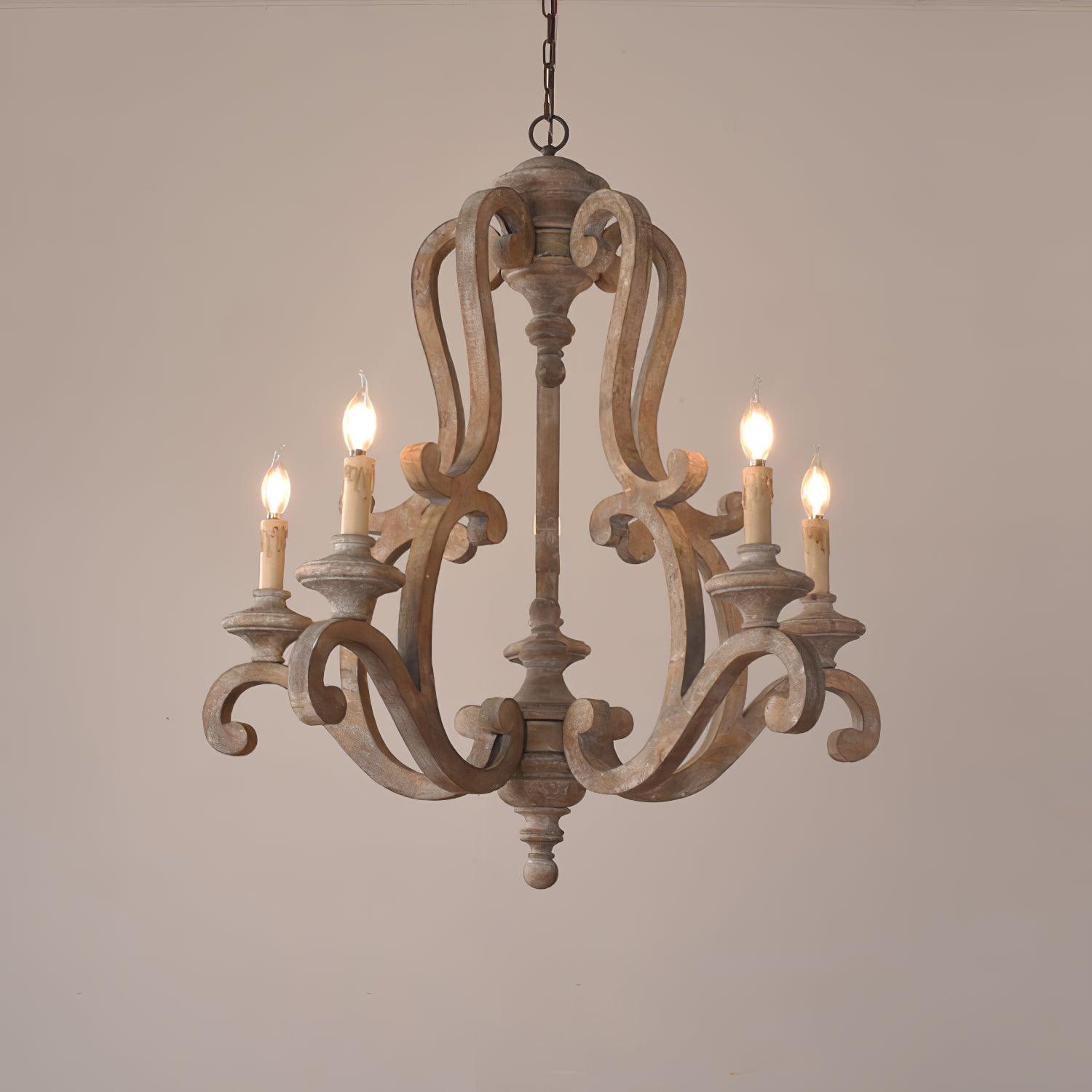 Lustra Chandelier en Bois Bougie Mid-Century - Neutralighting