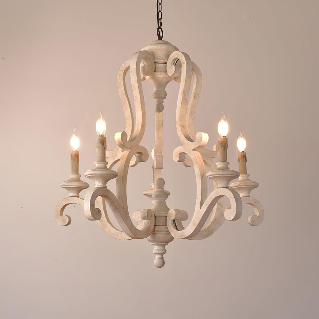 Lustra Chandelier en Bois Bougie Mid-Century - Neutralighting