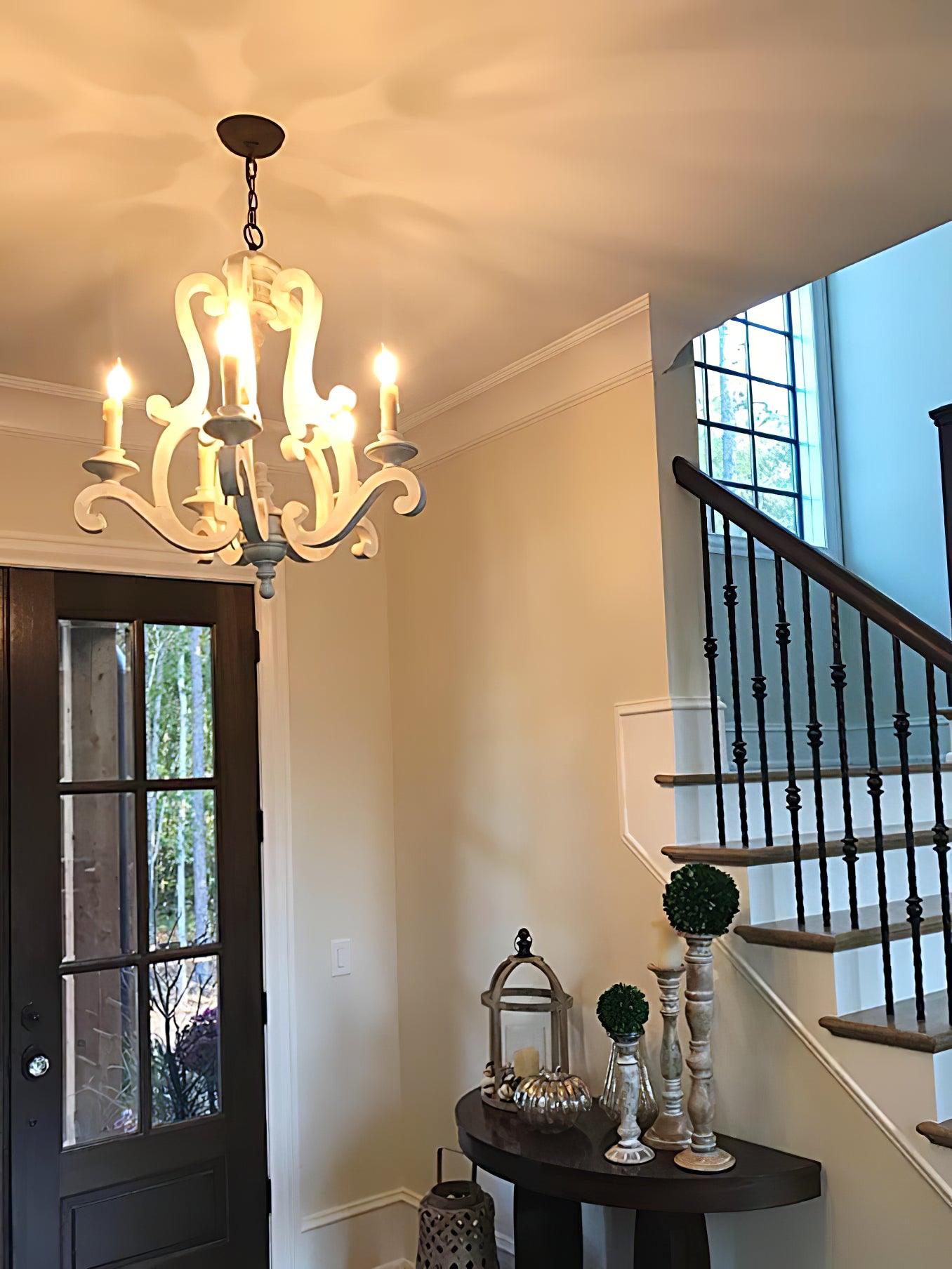 Lustra Chandelier en Bois Bougie Mid-Century - Neutralighting