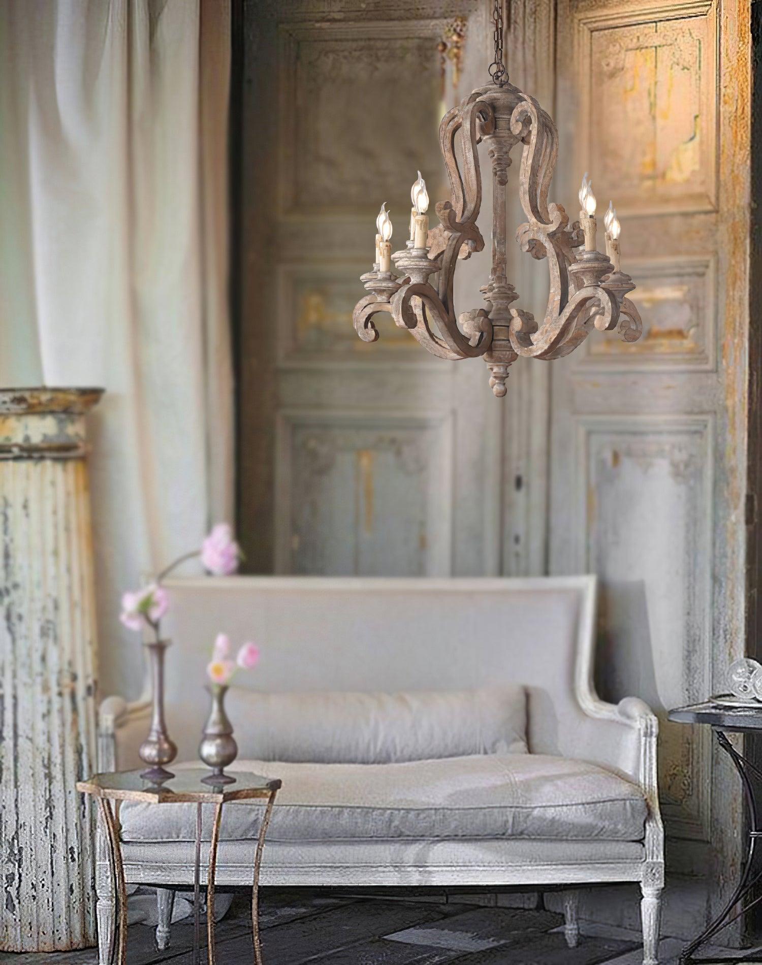 Lustra Chandelier en Bois Bougie Mid-Century - Neutralighting