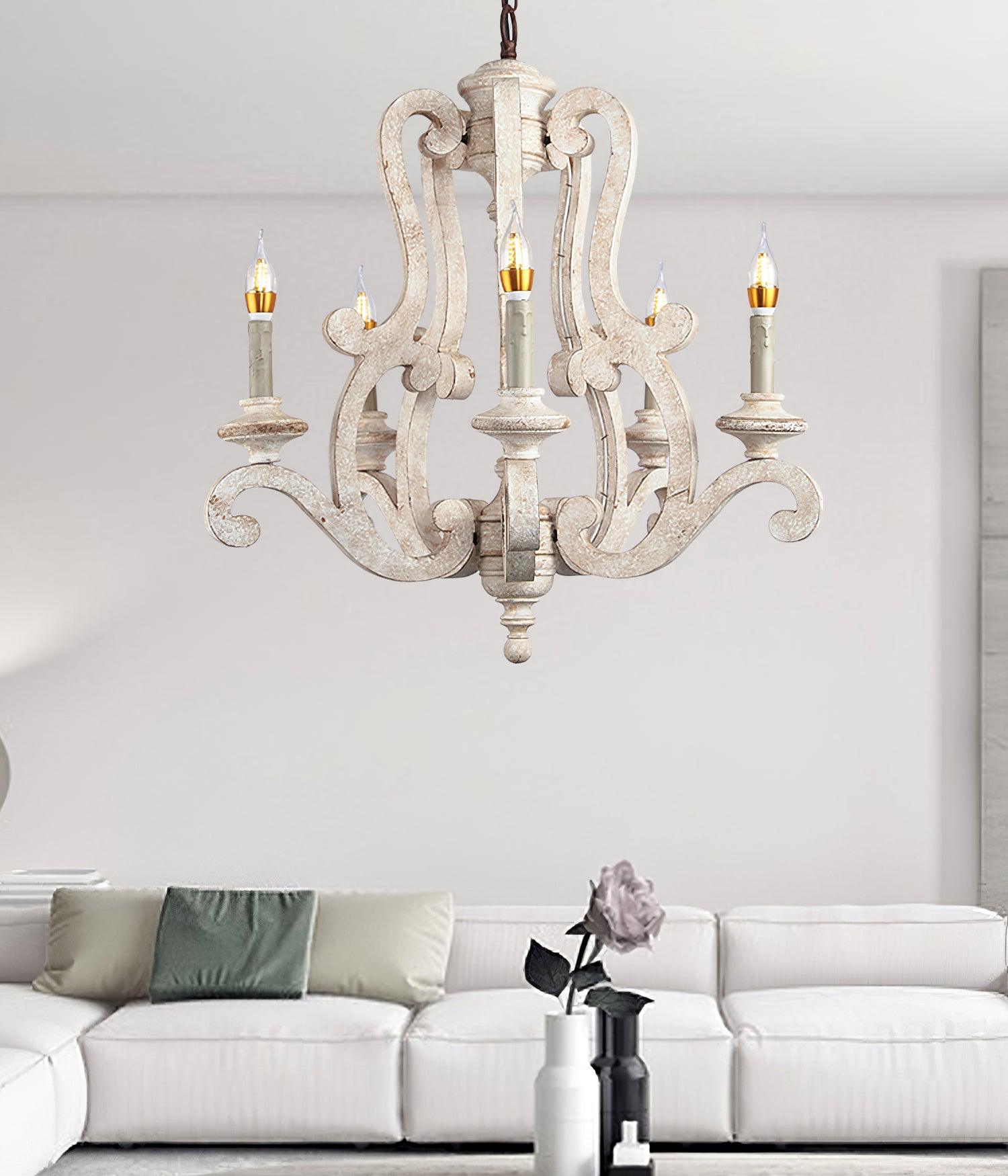 Lustra Chandelier en Bois Bougie Mid-Century - Neutralighting