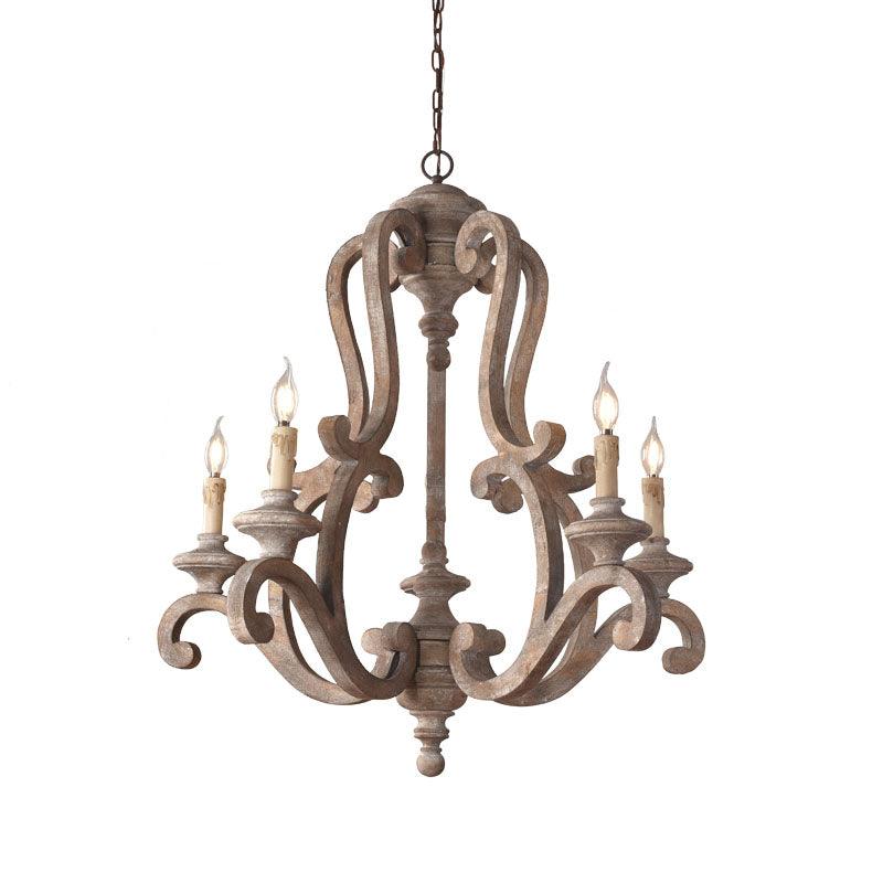 Lustra Chandelier en Bois Bougie Mid-Century - Neutralighting